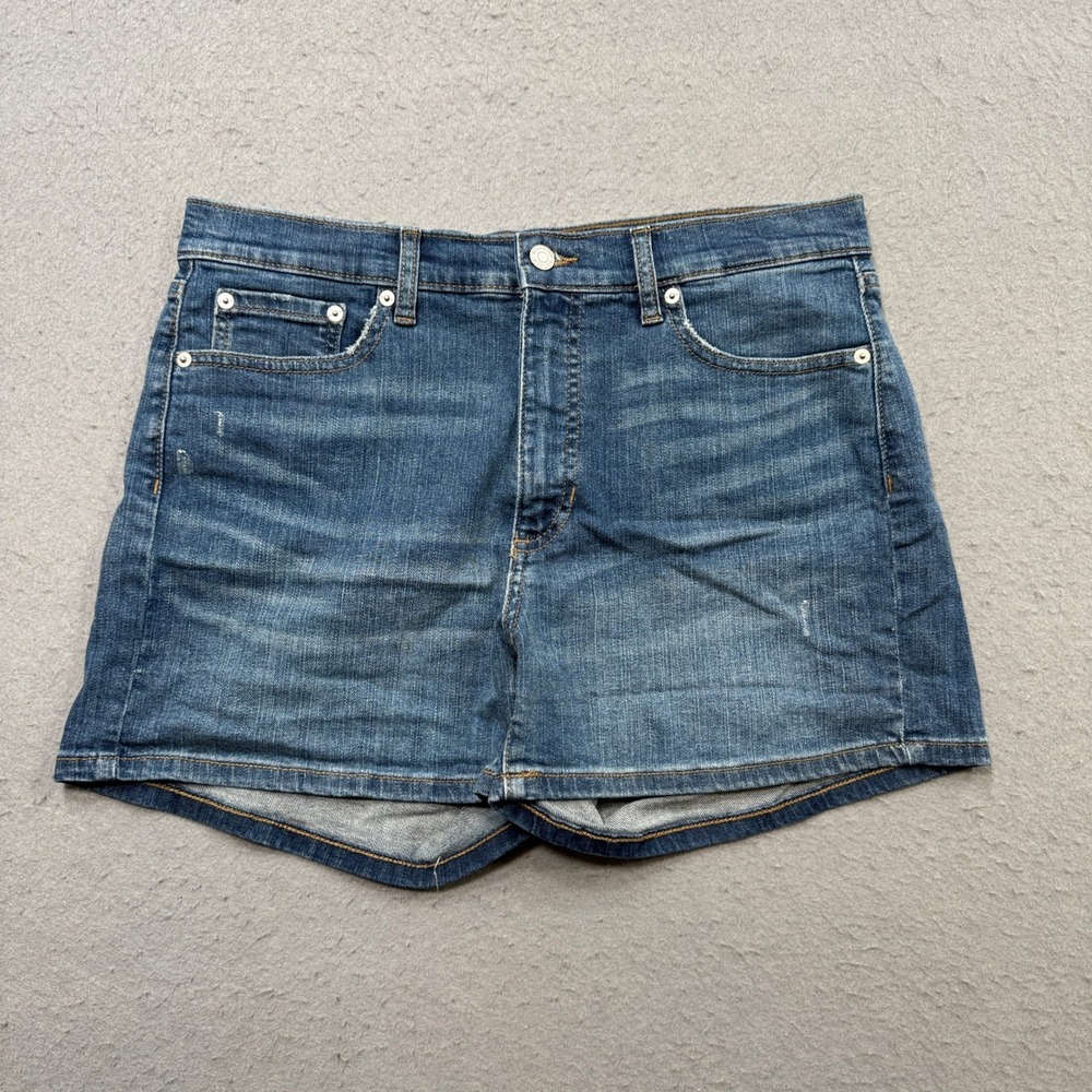 Banana Republic Shorts Women's 12 Blue Denim Medium Wash Whiskered Summer Chic